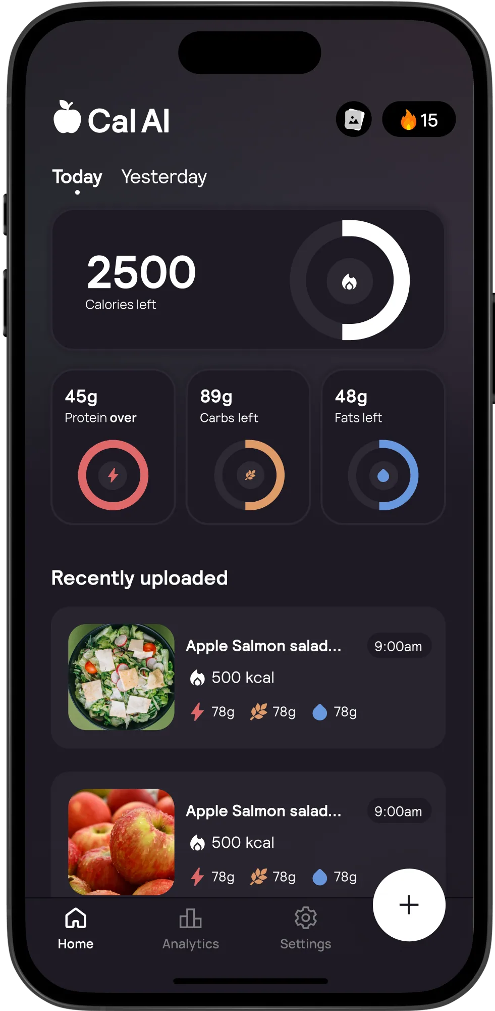 Cal AI Dark Mode Preview